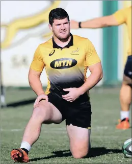  ??  ?? FETCHER’S ROLE: Bulls flank Marco van Staden during Springbok training at Belhar Rugby Club in Cape Town yesterday.