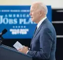  ?? ANNA MONEYMAKER/THE NEW YORK TIMES ?? President Joe Biden talks about his infrastruc­ture plan Wednesday in Pittsburgh.