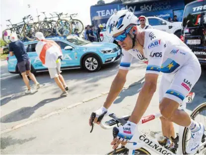  ?? FOTO: FREDRIK VARFJELL, BILDBYRÅN ?? SKUFFET: En skuffet Alexander Kristoff trillet i mål til en femteplass på søndagens etappe i Tour de France. Peter Sagan vant etappen.