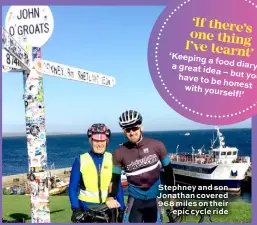  ??  ?? Stephney and son Jonathan covered 968 miles on their epic cycle ride