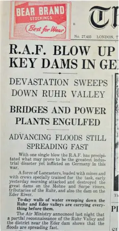  ?? ?? The morning after the night before: the front page of The Daily Telegraph on May 18 1943, following the RAF raid