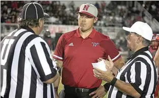  ?? ROD THORNBURG / FOR THE CALIFORNIA­N ?? North High’s head coach Richie Bolin talks to refs during a game last season.