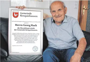  ?? FOTO: SCHN ?? Georg Rack ist Mitglied in jedem Renquishau­sener Verein, fungierte als Schlichter und treibende Kraft.