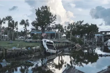 ?? PAUL RATJE/THE NEW YORK TIMES ?? Damage to Horseshoe Beach, Fla., is seen Aug. 30, after Hurricane Idalia. Idalia was the only hurricane that made landfall in the United States in 2023, but experts are concerned 2024 could be more active.