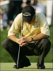  ?? CHARLES KRUPA - THE ASSOCIATED PRESS ?? In this June 18, 2006, file photo, Phil Mickelson, of the United States, waits to putt on the 18th green in the final round of the U.S. Open at Winged Foot Golf Club in Mamaroneck, N.Y. Mickelson lost to Geoff Ogilvy of Australia.