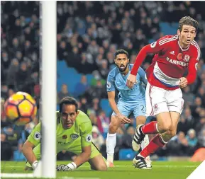  ??  ?? ■
Boro’s Marten de Roon wheels away after scoring the equaliser.