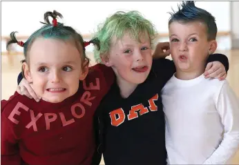  ??  ?? Zach, Fionn and Jay took part in Crazy Hair Day in St. Oliver’s school.