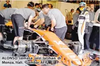  ??  ?? ALONSO semasa sesi latihan di Monza, Itali. -Gambar AFP