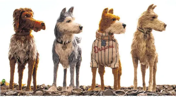  ??  ?? Bill Murray übernahm die Stimme von Boss (dritter Hund von links) in Wes Andersons witzigem „Isle of Dogs – Ataris Reise“: „Jegliches Bellen wurde ins Englische übertragen“