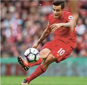  ??  ?? Liverpool say they will accept an offer of RM705 million for Philippe Coutinho in the January transfer window.