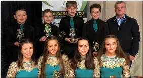  ??  ?? The Boherbue Set Dancers thrilled to win at the Kanturk Credit Union Duhallow Scór na nÓg Finals.