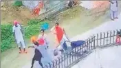  ?? HT PHOTO ?? The accused (black dress) in a scuffle with the victim before he stabbed him at Cheema village in Jagraon on Thursday.