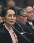  ??  ?? The Myanmar leader attended the first session of a three-day hearing at the ICJ in The Hague