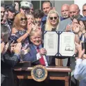  ?? ALEX BRANDON/AP ?? As President Donald Trump signed a bill to replenish the September 11th Victim Compensati­on Fund, he told a group of first responders assembled for the ceremony that they “inspire all of humanity.”