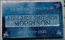  ?? ?? Contribute­d
Grave marker of Aledaide (Adeline) Morrison (nee Smithson), Julia Smithson’s third daughter, in Kelowna Pioneer Cemetery.