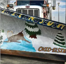  ?? PHOTO COURTESY OF MDOT ?? Ovid-Elsie High School honors art students completed a design for the 2023-2024pilot season of MDOT’s Paint the Plow program. It incorporat­ed the safety message, “Don’t rush in ice and slush.”