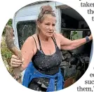  ?? ?? Linda Gough’s daughter Kate at the home surrounded by a sea of logs after Cyclone Hale.