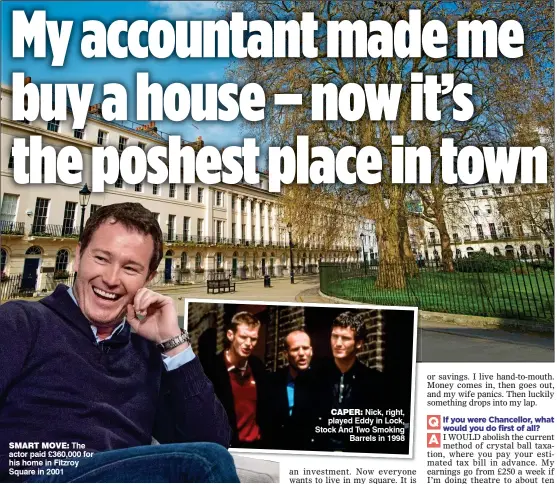  ??  ?? SMART MOVE: The actor paid £360,000 for his home in Fitzroy Square in 2001
