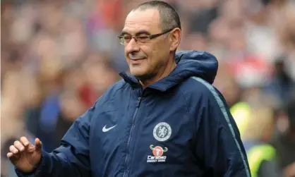  ??  ?? Maurizio Sarri and Chelsea face a difficult week with two Premier League matches either side of a trip to Prague. Photograph: Ian Cook/ CameraSpor­t via Getty Images