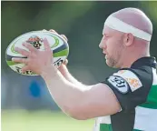  ?? Photo: KEN BAKER ?? Marist Albion veteran Rowan O’Gorman is still a force in senior club rugby despite coaching commitment­s in the Colts grade.