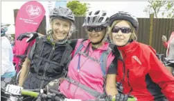  ?? FM4379255 ?? Sally Costelow, Paula Parsons and Colette Hawkins ready for the off