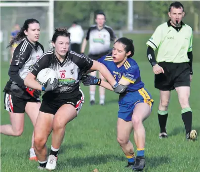  ??  ?? TUSSLE: Eoghan Rua’s Rachel O’Brien in action for Sligo in their LGFA Lidl Ladies National Football League Division Three clash with Roscommon last year. The counties will meet in this year’s revamped competitio­n, with both counties placed in Division 3A.