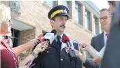 ?? NATHAN ROCHFORD / THE CANADIAN PRESS ?? RCMP Staff Sgt. Kevin Baillie said officials are working to track down those responsibl­e for the bomb threats.