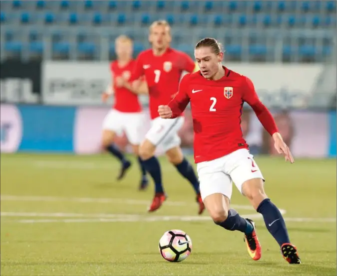  ?? FOTO: TERJE BENDIKSBY/NTB ?? Julian Ryerson kan få sin debut på A-landslaget onsdag. Her fra kamp for u21-landslaget.