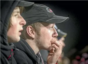  ??  ?? Fellow fans Sam Rowland, left, and Eli Gunn told us about Crusaders’ recent history.