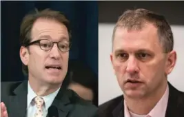  ??  ?? Illinois congressma­n Peter Roskam (left) is being challenged by Democrat Sean Casten.