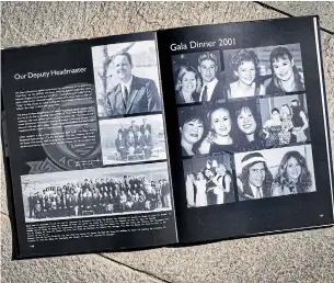  ?? DARRYL DYCK THE CANADIAN PRESS ?? This yearbook from West Point Grey Academy, where Liberal Leader Justin Trudeau taught, shows Trudeau wearing dark makeup and a turban at the 2001 “Arabian Nights”-themed gala.