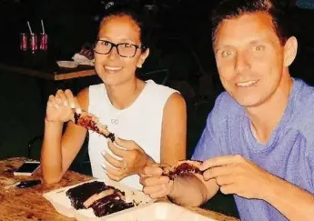  ?? @BROWNBARRI­E/TWITTER ?? Genevieve Gualtieri with Patrick Brown at OrilliaRib­Fest in 2015. Brown has been dating Gualtieri, a former intern, off and on for several years and she accompanie­d his entourage on a trip to India in 2016.