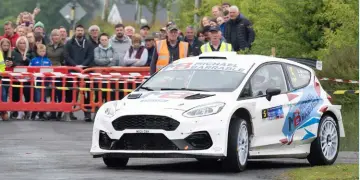  ?? ?? Robert Barrable took his Fiesta to second despite a spin and won the Powerstage