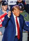  ?? ?? Former US President and 2024 Republican presidenti­al hopeful Donald Trump leaves after speaking during a campaign rally at the University of New Hampshire's Whittemore Center Arena in Durham, New Hampshire, on Dec. 16, 2023. (AFP)