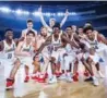  ?? FIBA.COM ?? Canadian players celebrate their World Cup victory after beating Italy, 79-60.