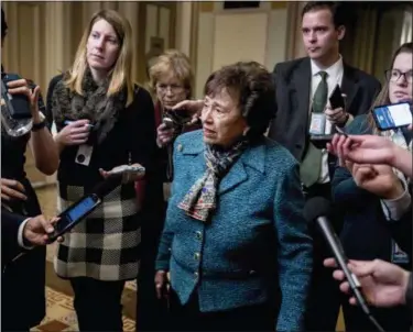  ?? ANDREW HARNIK — THE ASSOCIATED PRESS ?? House Appropriat­ions Committee Chair Nita Lowey, D-N.Y., speaks to reporters as she arrives for a closed-door meeting at the Capitol as bipartisan House and Senate bargainers trying to negotiate a border security compromise in hope of avoiding another government shutdown on Capitol Hill, Monday in Washington.
