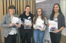  ??  ?? From left: Bernadette Cairns, head of additional support needs Highland Council; Elizabeth Blogg and Julia Coe, Misty Isle Youth Forum, Portree High School, and Kirsty Baird, health developmen­t officer, Highland Council.