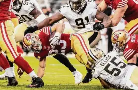  ?? Stephen Lam/The Chronicle ?? Niners running back Christian McCaffrey could miss Sunday’s game against the Dolphins because of an injury.