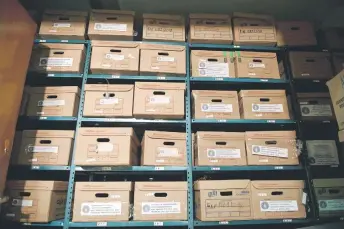  ?? ?? View of boxes with remains of human bones at the “Osteoteca” area of the Forensic Medical Service at Chilpancin­go, Guerrero State.