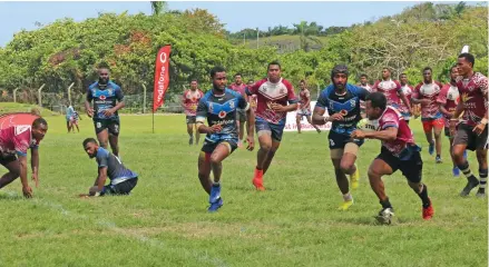  ?? Photo: Sereana Salalo ?? Action from the Nausori Bulldogs and Kinoya Sea Eagles during the Vodafone Cup Eastern conference match at Bidesi Park, on August 29, 2020.