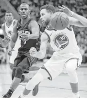  ?? Brett Coomer / Houston Chronicle ?? Rockets guard Chris Paul, left, will get more practice for the postseason tonight by matching up against Stephen Curry and his Warriors teammates.