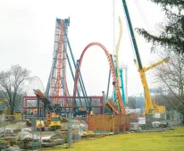  ?? DORNEY PARK ?? The Iron Menace roller coaster takes shape at Dorney Park.