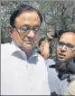  ?? PTI ?? Former finance minister P Chidambara­m at Patiala House Court on Tuesday.