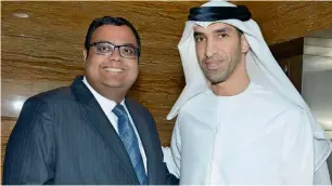  ??  ?? Sahul Agarwala with Dr Thani bin Ahmed Al Zeyoudi, UAE Minister of Climate Change and Environmen­t.