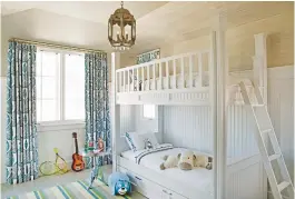  ??  ?? CHILD’S BEDROOM a space-saving white bunk bed blends seamlessly with the panelled surfaces. Islander bunk bed, £975, Great Little trading Co, is similar. See paper High’s handmade rag rug, £35