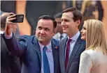  ?? PTI ?? US White House Senior Adviser Jared Kushner and his wife Ivanka pose for a selfie at Rashtrapat­i Bhavan on Tuesday. —