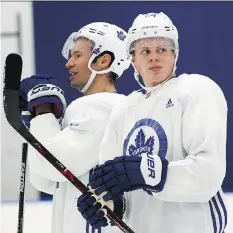  ?? DAVEABEL ?? Kasperi Kapanen, right, will get an opportunit­y for more playing time with the Toronto Maple Leafs due to an injury to Auston Matthews.