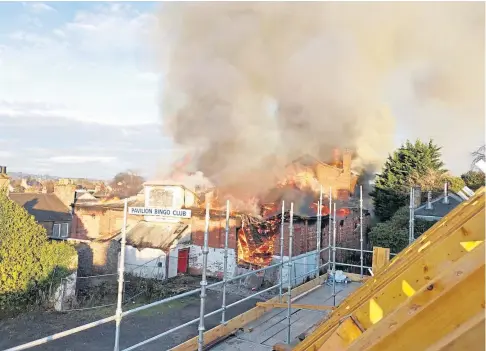  ??  ?? BLAZE: The fire in Forfar required a major response. Pictures by Alan Hampton, above, and Gareth Jennings, below.