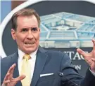  ?? MANUEL BALCE CENETA/AP ?? Pentagon spokesman John Kirby speaks during a briefing at the Pentagon in Washington on Thursday.