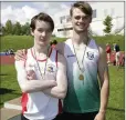  ??  ?? U-18 1500m runners Colm Flynn (Greystones AC) and Dylan Tarmey (Parnell AC) at Charleslan­d in Greystones.